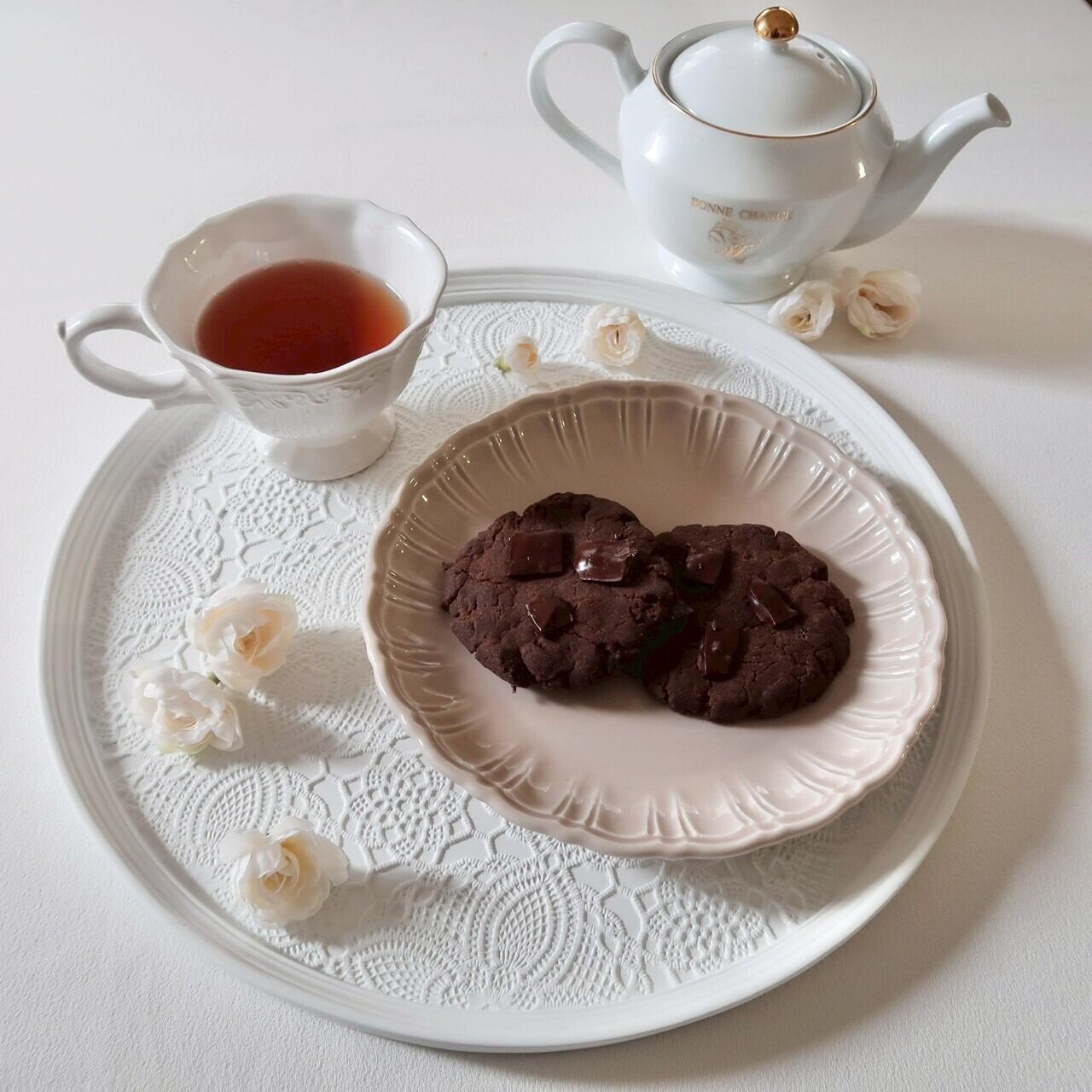 Lace round tray / レースラウンドトレイ L | BONNE CHANCE