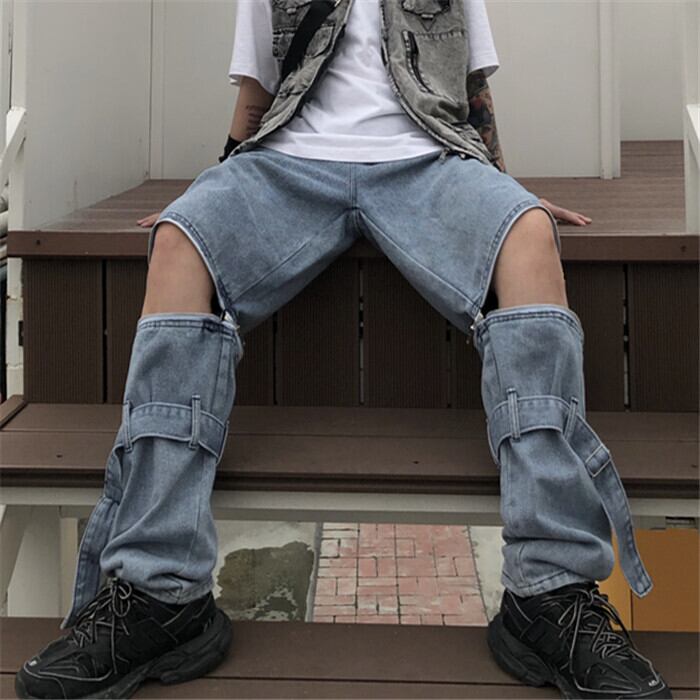 サマースタイルルーズカジュアルジーンズ ハイウェストウェストパンツ ストリート 夏物 ケッペル90333552987