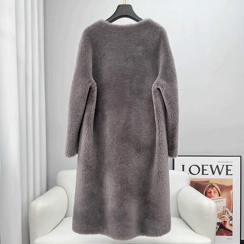 Vネック ノーカラー ファーコート 10439 | Puamelia