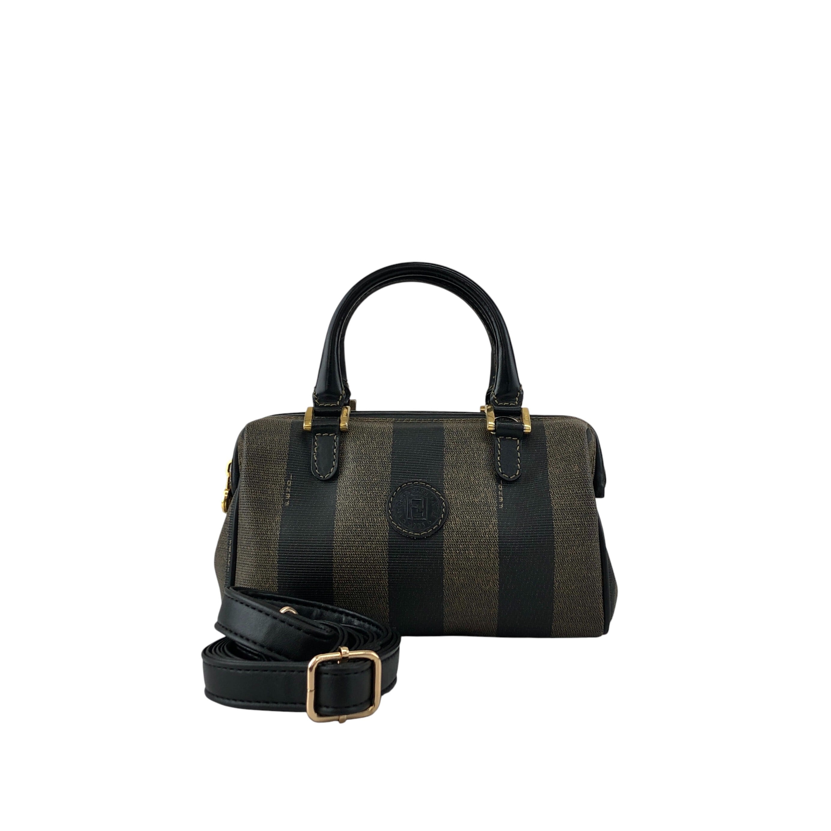 FENDI フェンディ ぺカン ショルダーバッグ ブラウン FFロゴ PVCレザー