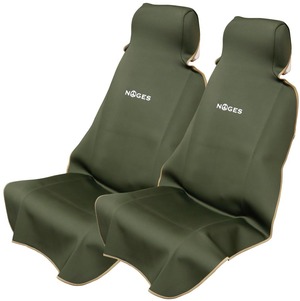 【特価処分】NOGES シートカバー 防水 車 カーシートカバー カバー シート フロントシート用 サーフィン 釣り 汎用 簡単取りはずし! ずれにくく完全防水で濡れたまま座れる ウェットスーツ素材で丸洗いもOK! (カーキ)