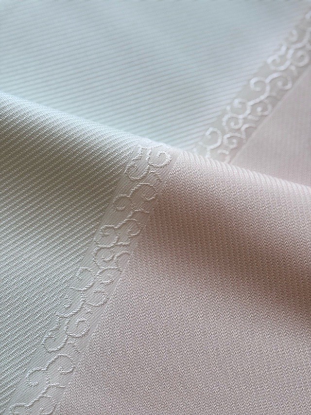 【帯揚げ】薄桃色×薄若菜色　風通　帯揚げ　250420⑰