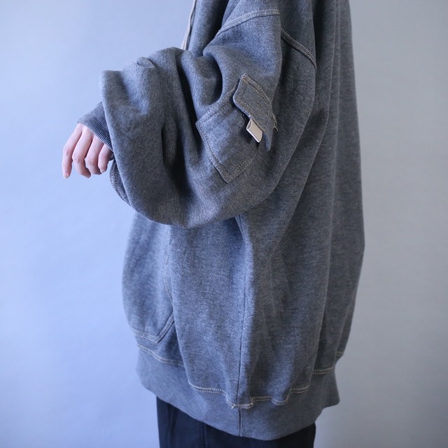 XXXXL super over silhouette stitch work gimmick design sweat parka