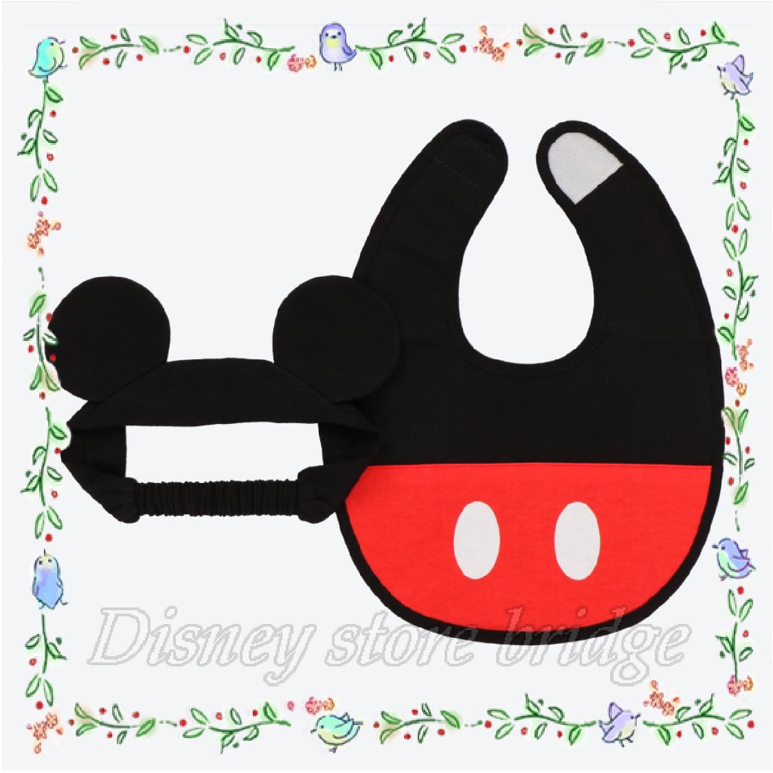 公式 ベビー スタイ ヘアバンド セット ミッキー ディズニー 綿100% 乳児用 幼児用 パーク限定 東京ディズニーランド ディズニーシー グッズ 綿