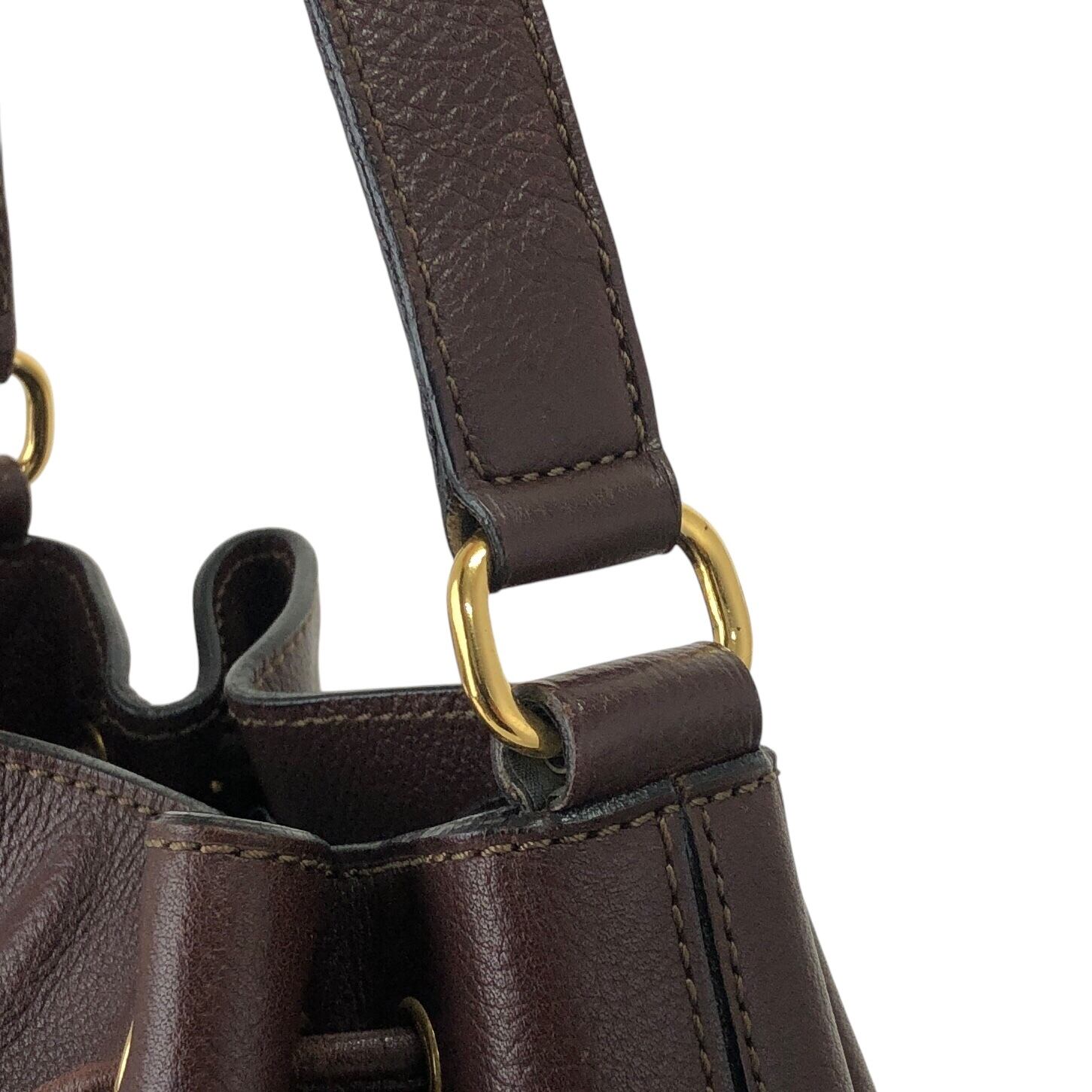 CELINE セリーヌ ショルダーバッグ ブラウン トグル レザー 巾着