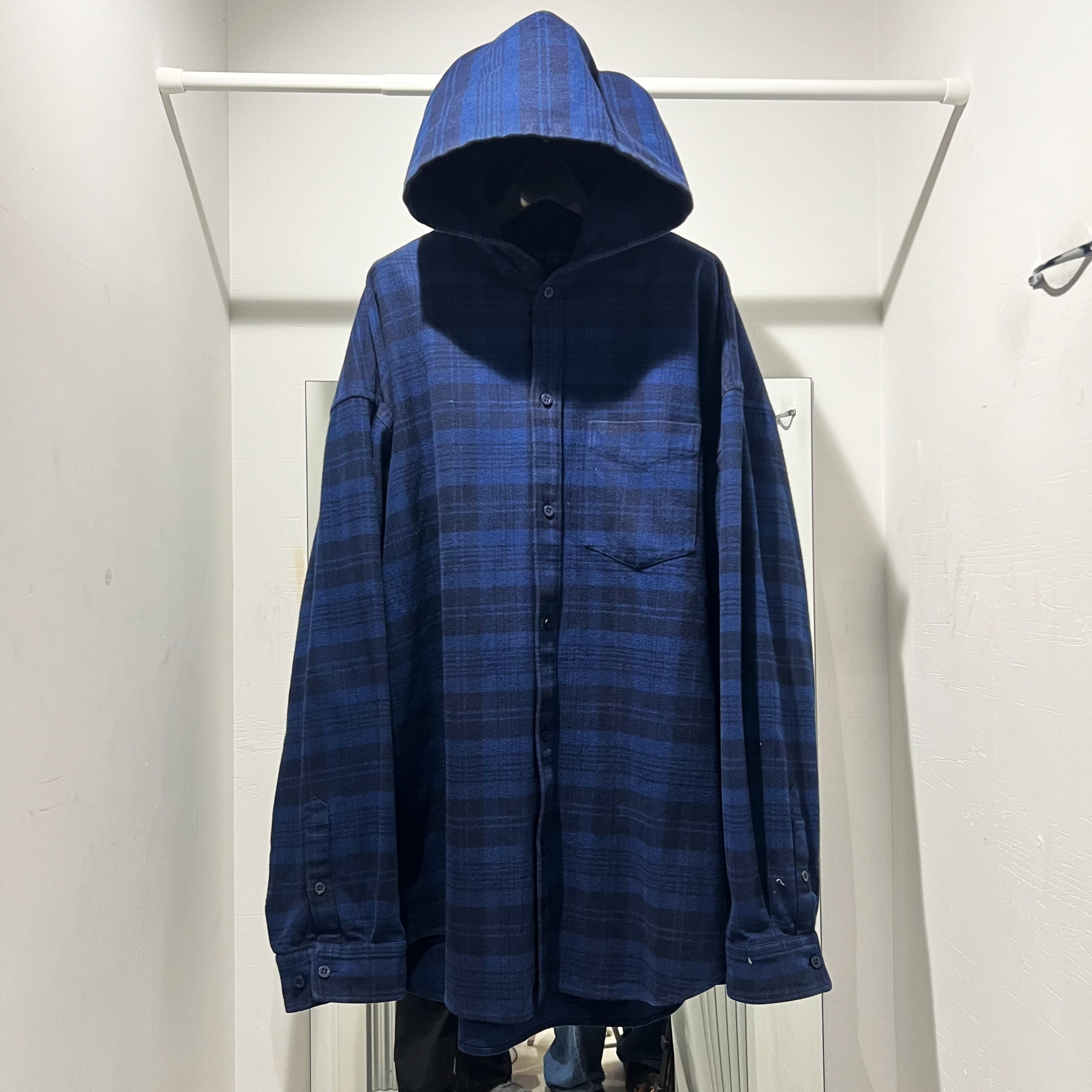 BALENCIAGA バレンシアガ 22AW Check Flannel Hooded Shirt チェック 