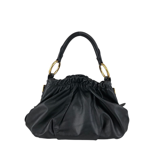 PRADA プラダ ショルダーバッグ ブラック ロゴ レザー ホーボーバッグ vintage ヴィンテージ オールド ay6whk