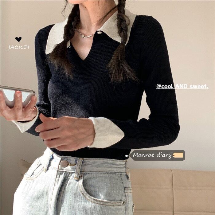 ニットセーター シャツ スプリングスタイル ロング 春物 モンロー32786986004