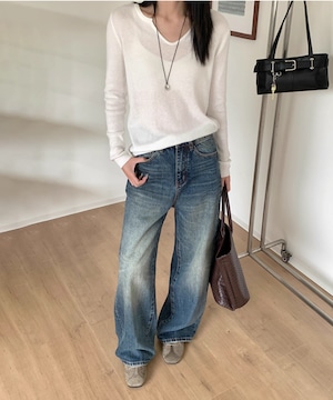 ストレートワイドレッグJEANS【p-20022】