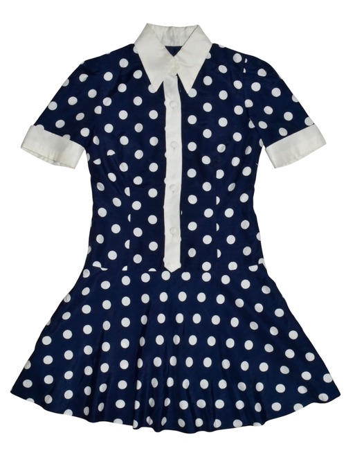 DoReMi Unique Series – Navy Polka Dot Flare Dress