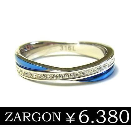 【年始セール】リング ステンレス ブルー ユニセックス ジルコニア 青 ZARGON grs8208blue