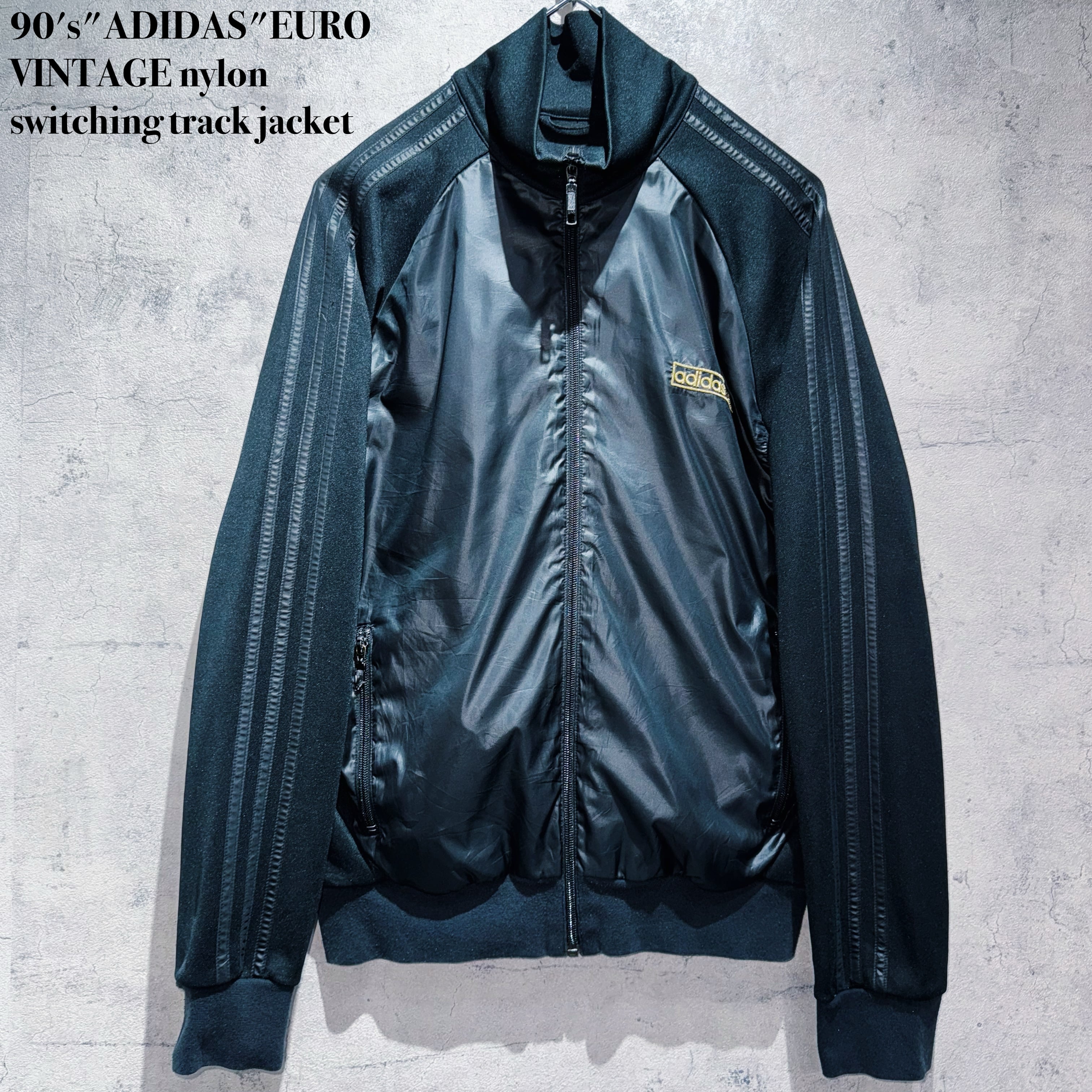 A36 NewVintage古着90's黒色adidasウォームアップジャケット A36 NewVintage古着90\u0027s黒色adidasウォームアップジャケット