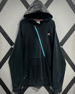 【X VINTAGE】"adidas" "変形" Zip Gimmick Loose Hoodie
