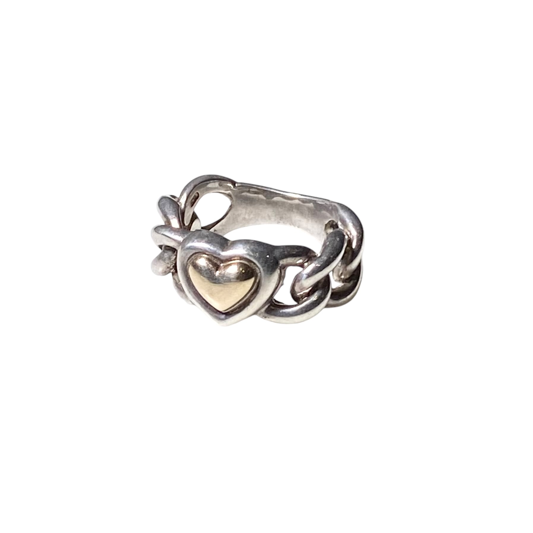 MOSCHINO silver × k10 gold heart chain ring | NOIR ONLINE