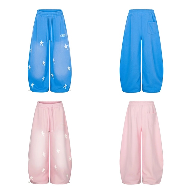 スターグラフィックグラデーションワイドラインスウェットパンツ 2col R02528