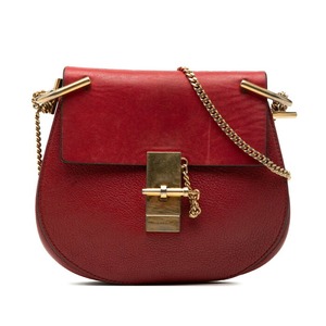 クロエ ドリュー チェーン ショルダーバッグ レッド ゴールド金具 レザー レディース Chloe 【中古】