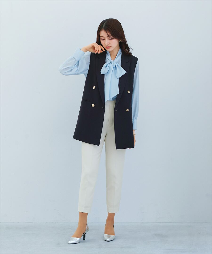 SALE 30％OFF】【 洗える 】 ツイルテーラードダブルジレ（775537
