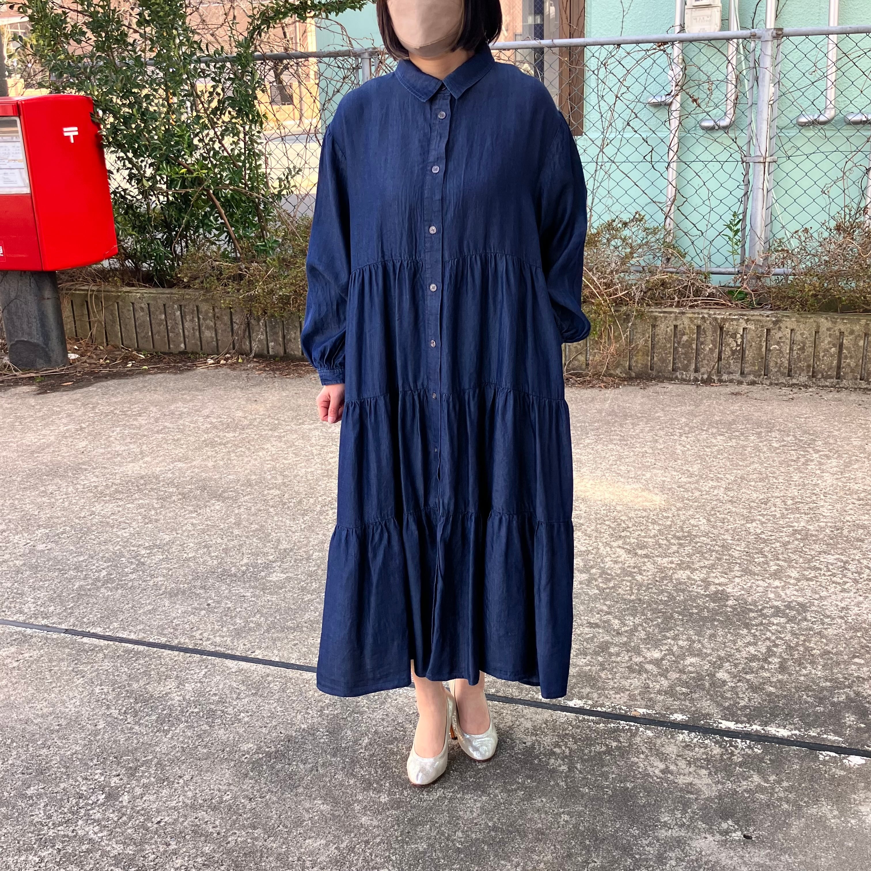 Dignite collier/807118/デニムティアードワンピース(ネイビー