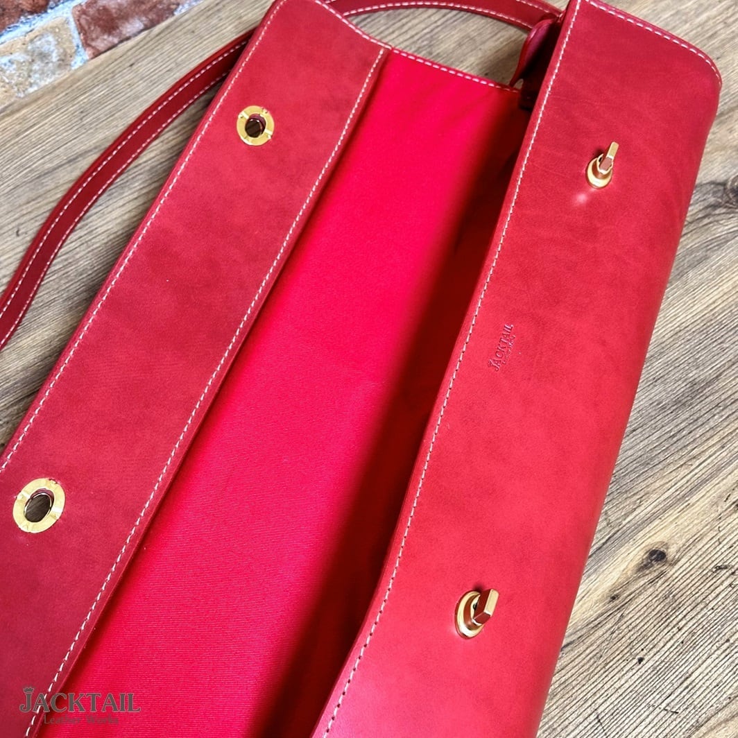 T様オーダー】フルートケースカバー／オイルレザー（レッド） | 革鞄