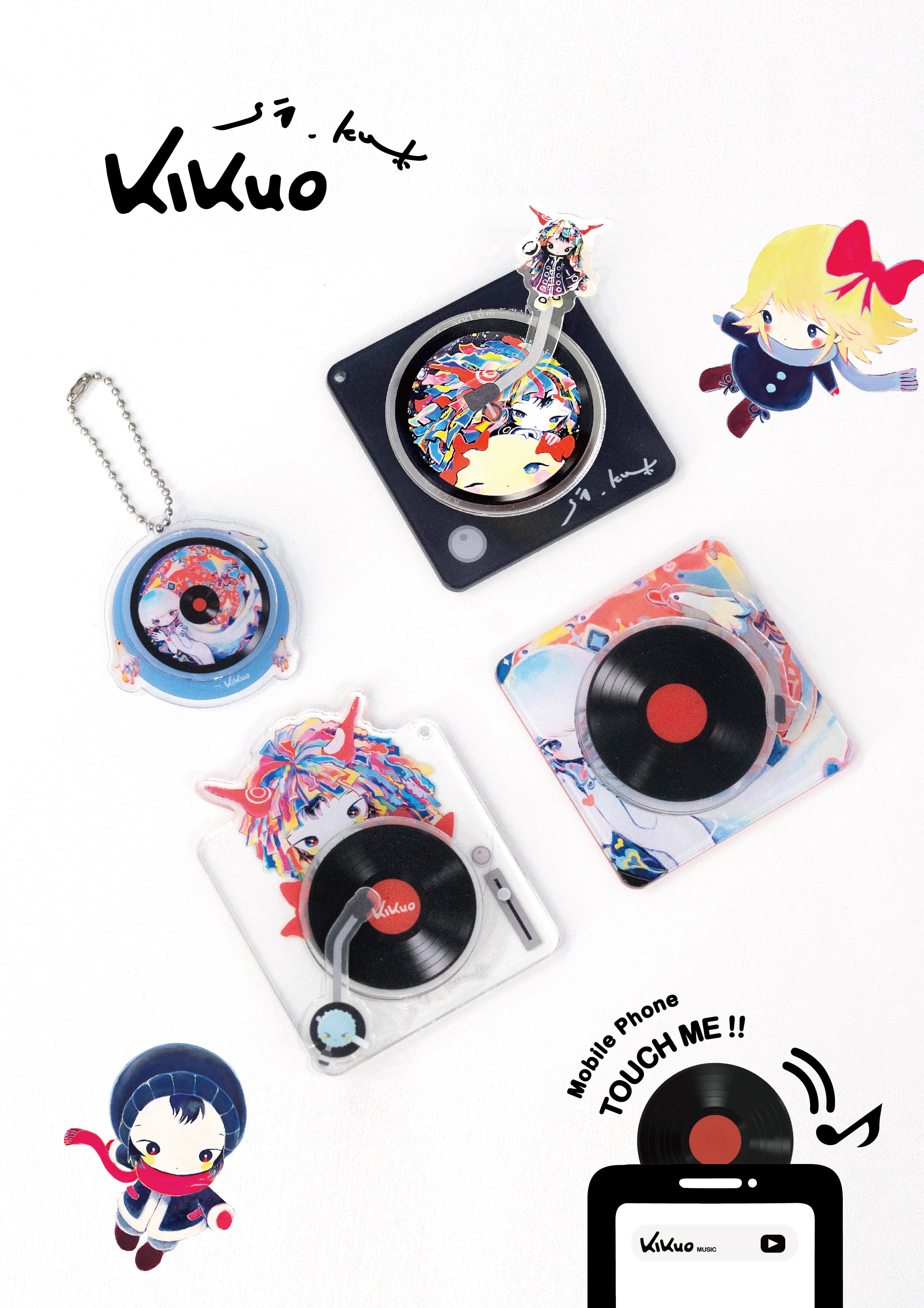 KIKUO×SI_KU.K レコード型アクリルキーホルダー方形(NFC付き KIKUO×SI_KU.K レコード型アクリルキーホルダー方形(NFC付き