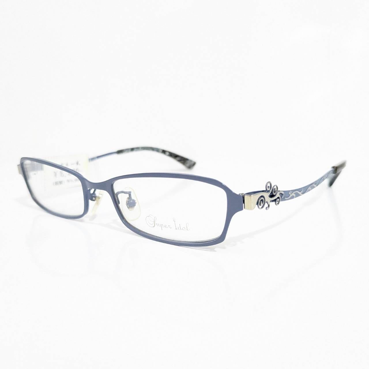 【Super Idol】スクエアメタルフレーム スモーキーブルー