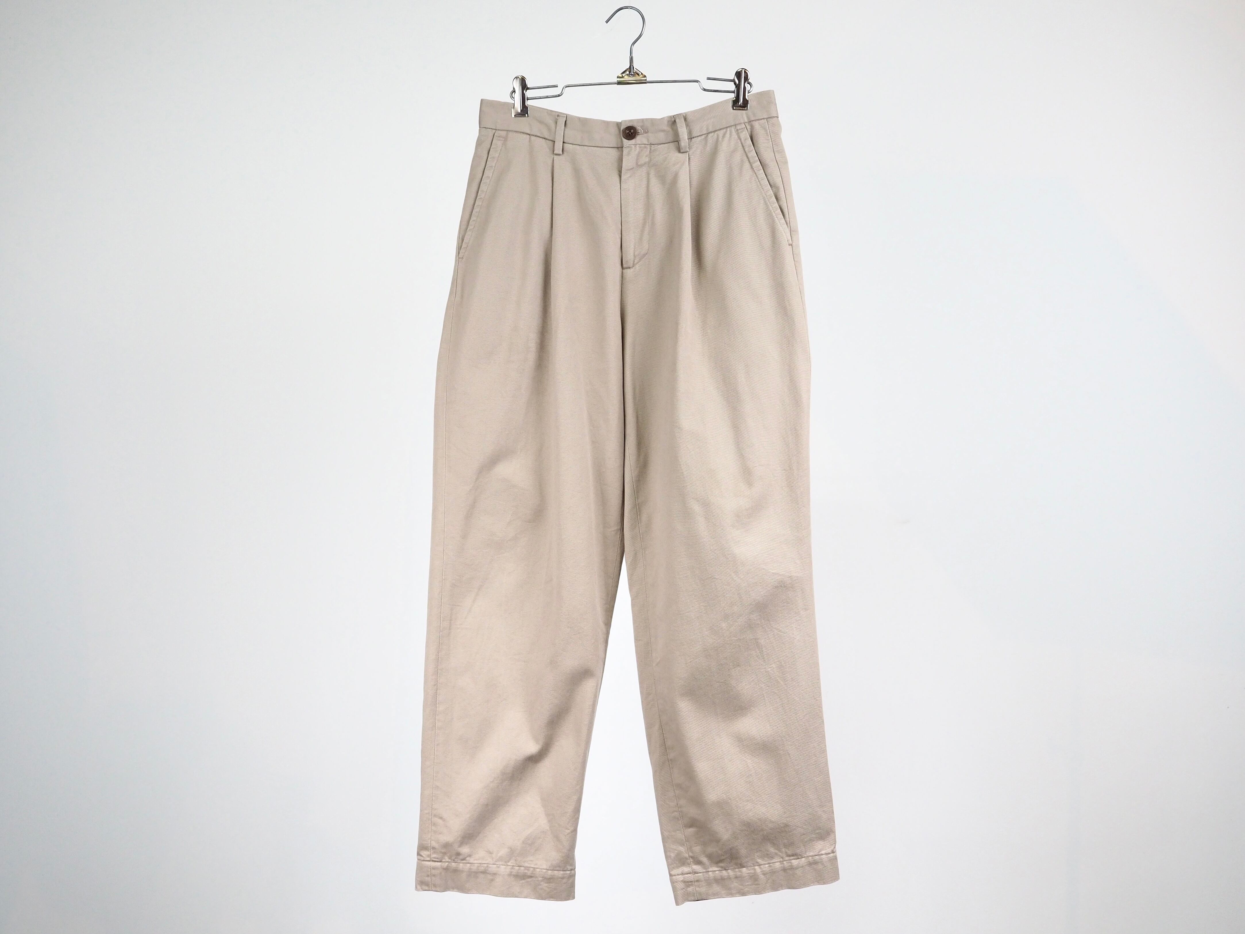 RICCARDO METHA cotton 1-tuck slacks 44 beige /made in Italy