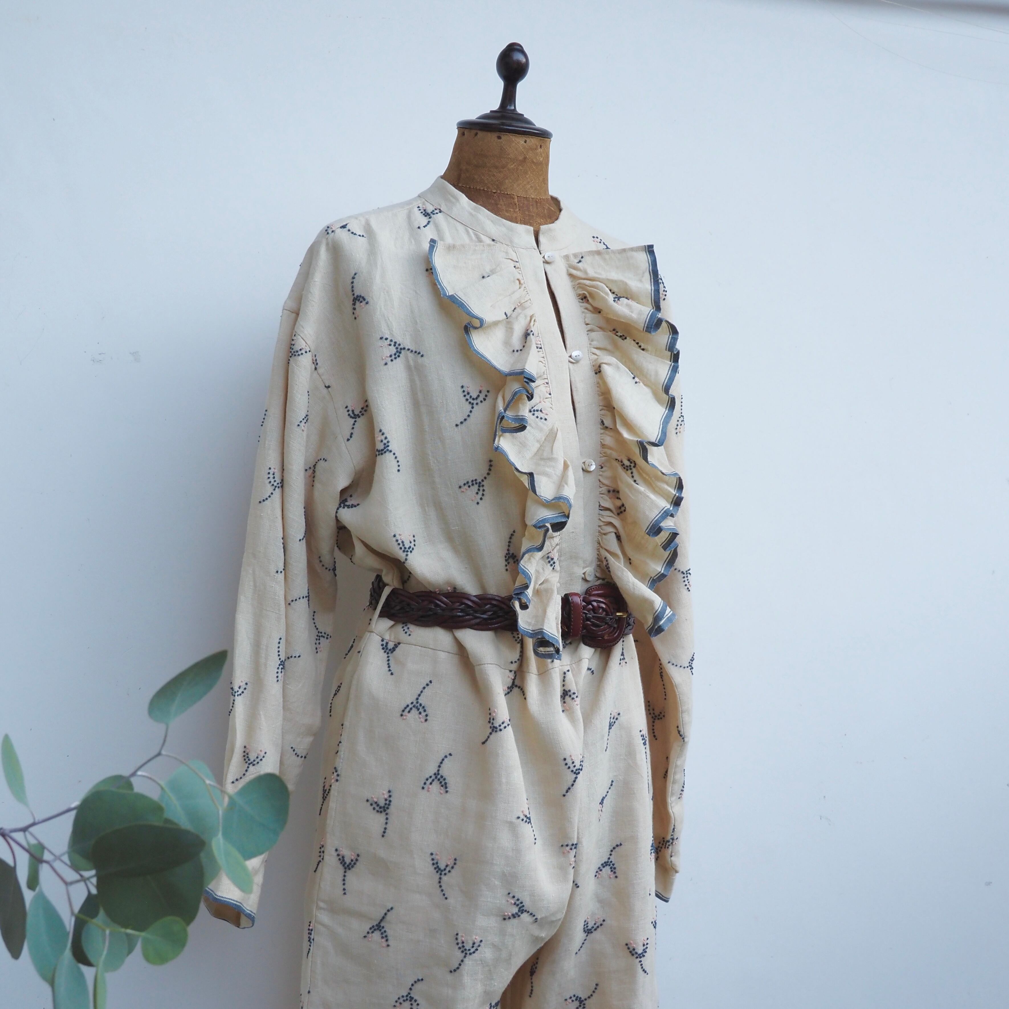 BUNON/Linen Over Jacket /カバーオール (ecru・black)
