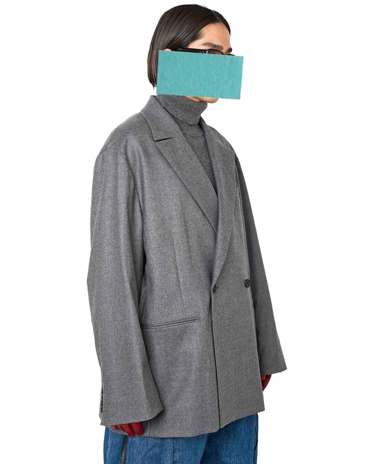 ssstein "WOOL FLANNEL OVERSIZED PEAK LAPEL JACKET〔GREY〕"
