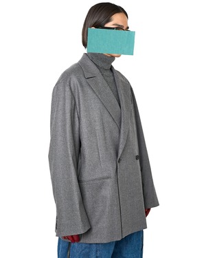 ssstein "WOOL FLANNEL OVERSIZED PEAK LAPEL JACKET〔GREY〕"