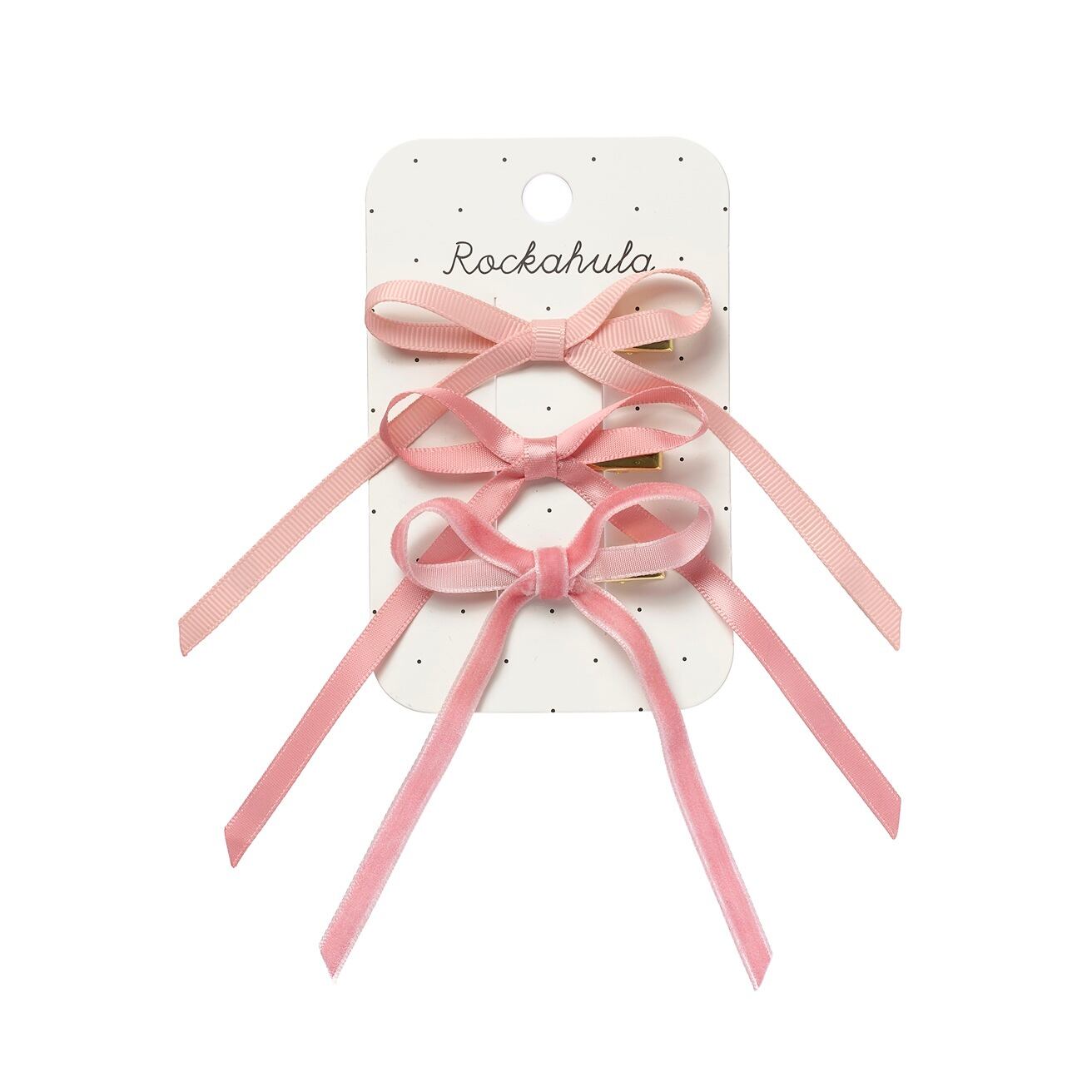 H2461P-Very Cutesy Long Bow Clips-PINK