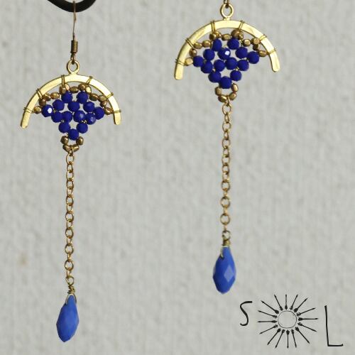 【ピアス】真鍮と揺れるビジューピアス(品番sp317)【オリエンタル トライバル】