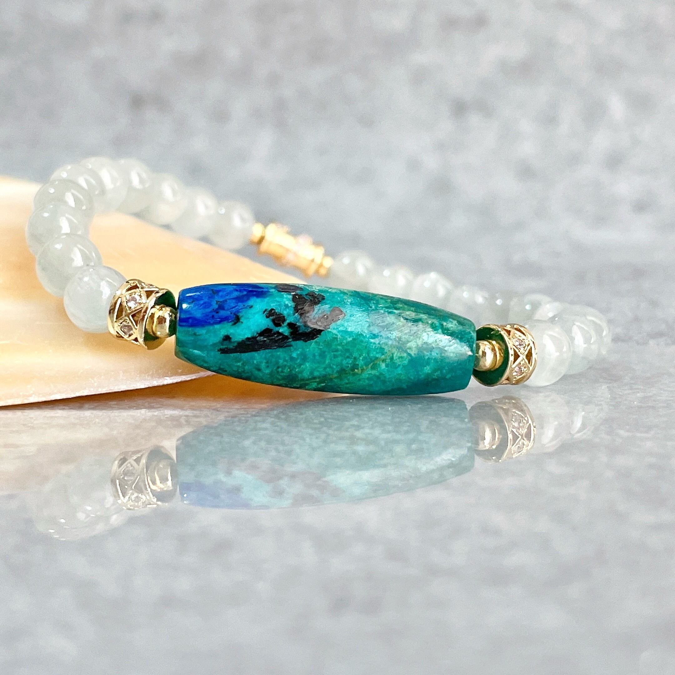 のんたん様＊スモーキークォーツ×マザオパカービングとオレンジ