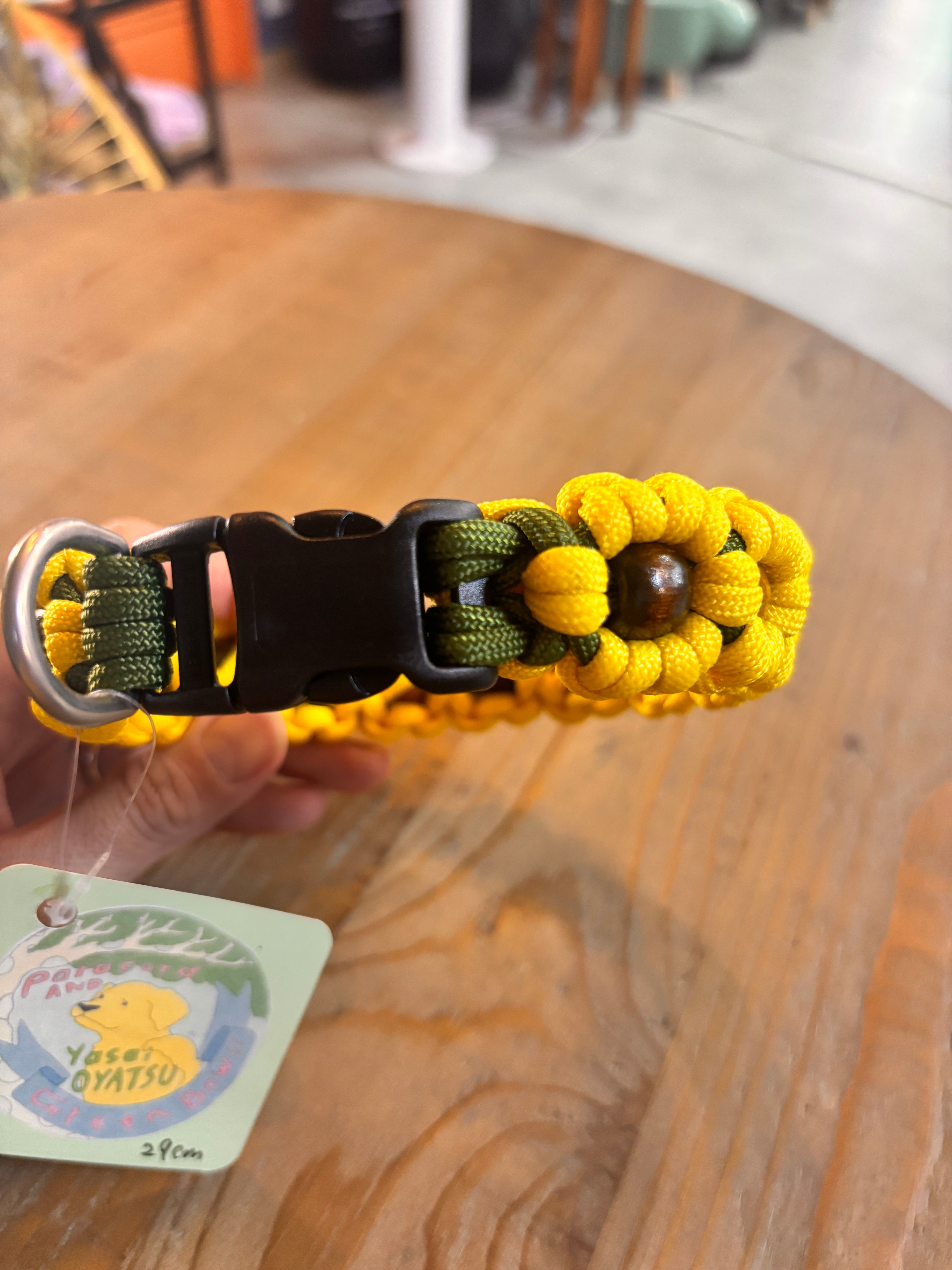 パラコード首輪 ハンドメイド 小型犬　フラワー柄 イエロー