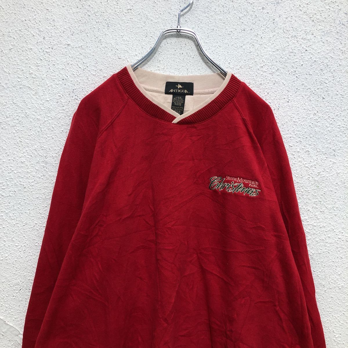 ANTIGUA スウェット トレーナー L レッド 刺繍ロゴ レトロ 古着卸