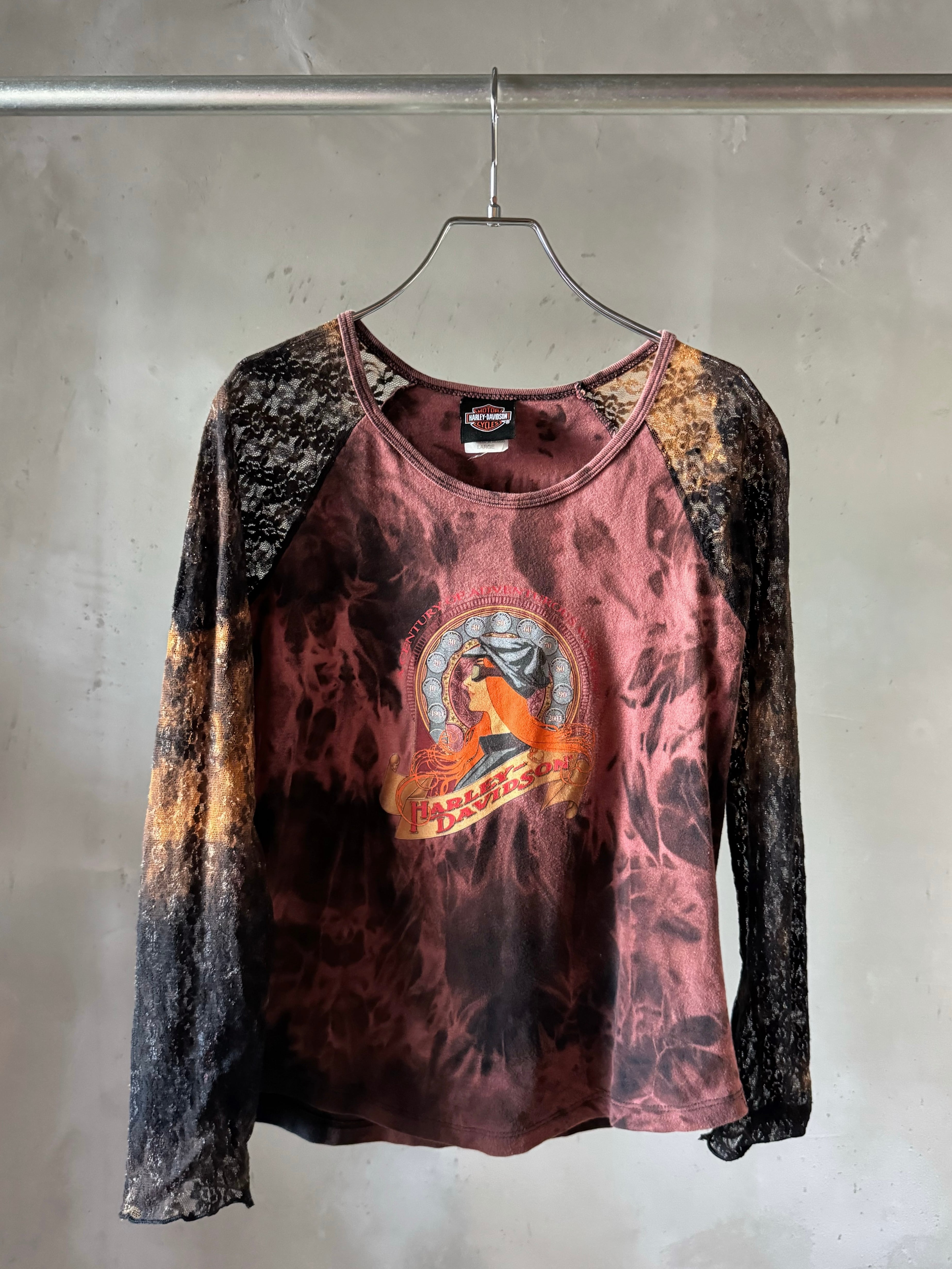 HARLEY DAVIDSON 00’ lace sleeves tie-dye(Bill vintage)