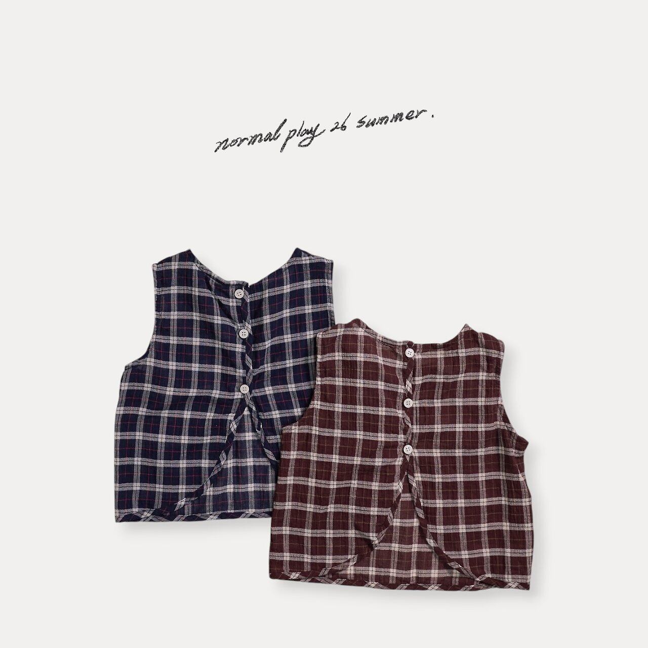 《予約》送料無料【normal play】Leaf Check Blouse