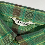 リネン混 PIA SPORTS ピアスポーツ チェック柄 半袖シャツ サイズ 3/グリーン系 メンズ