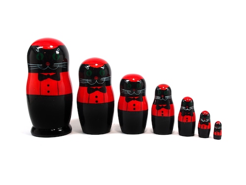 Semyon cat Matryoshka 7 piece | セミョンキャット マトリョーシカ 7個組 （BLACK）