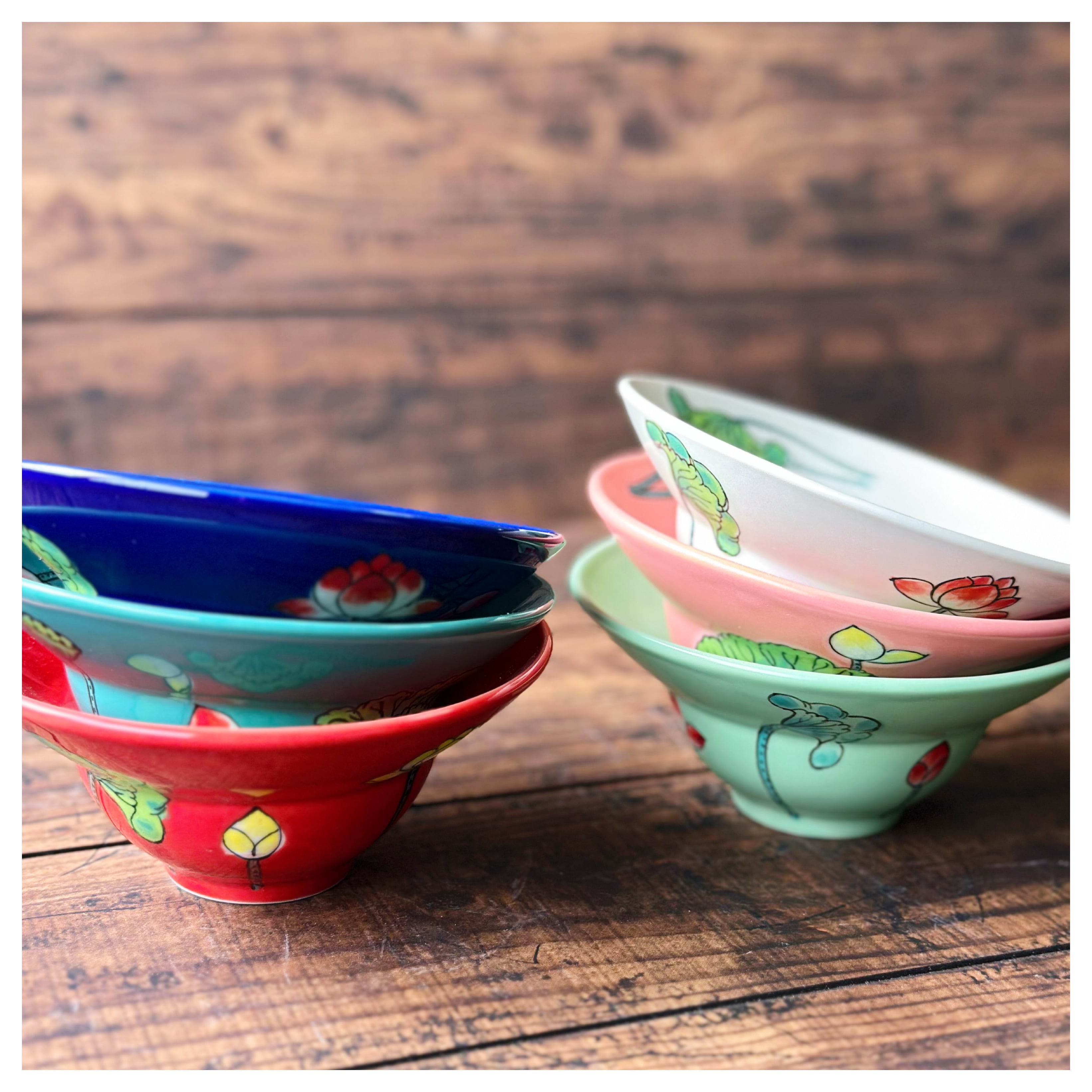 ベトナムのバッチャン焼き 蓮絵の箸穴がある丼鉢 | Kc-Labo's shop