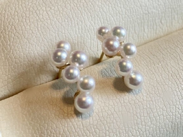 K18YG 3.25ミリ×4/3.5ミリ×4/3.75ミリ×4パールピアス