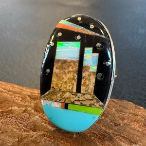 ナバホ族（S）インレイ【モニュメントバレー】リング 16号