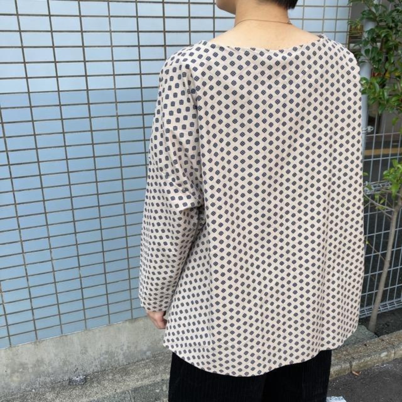 ICHI（イチ）　小紋柄ブラウス　ベージュ