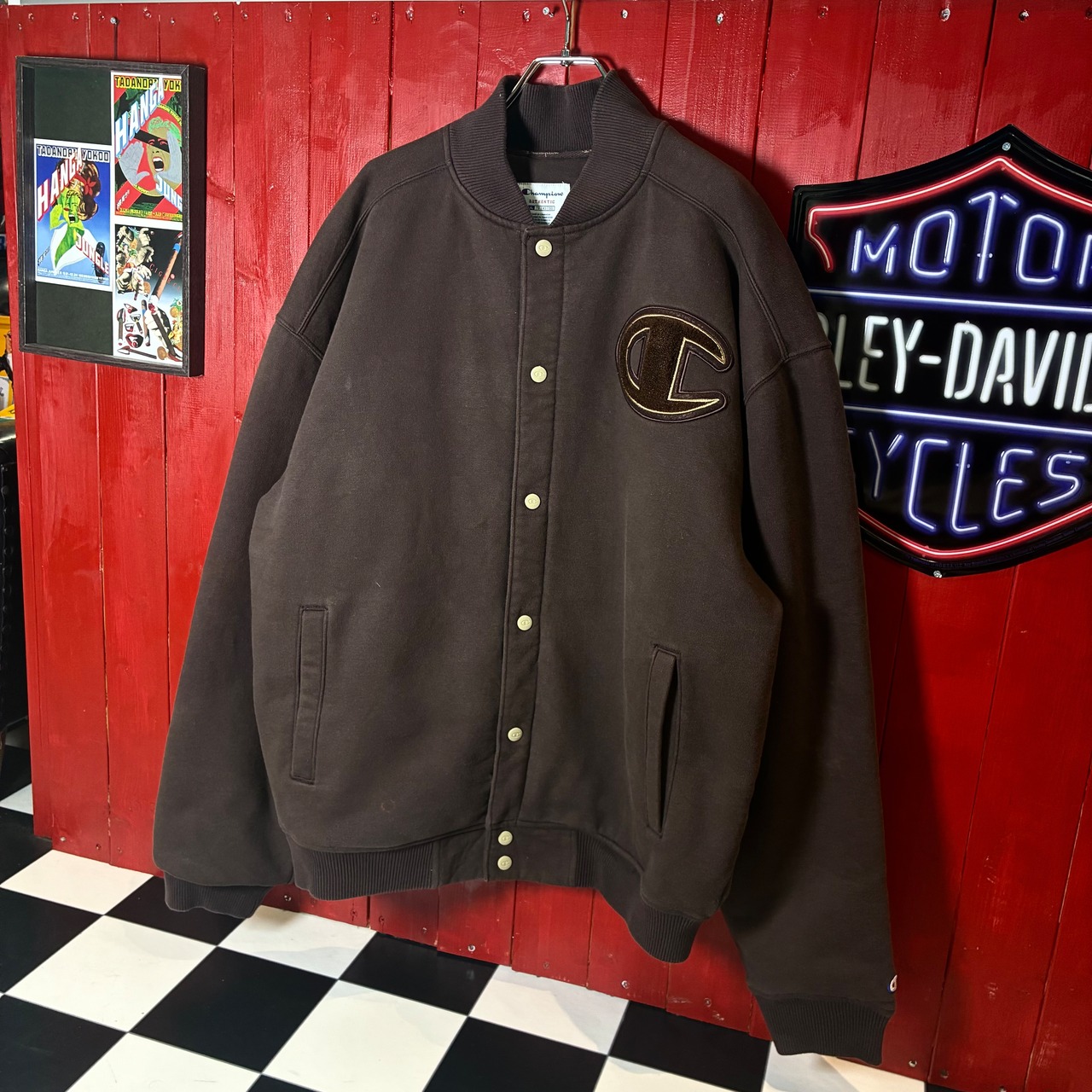 Champion コットンスタジャン ブラウン アーチロゴ 裏キルティング チャンピオン