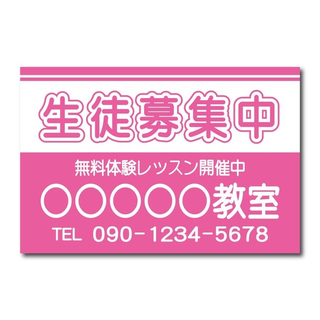 教室看板 生徒募集中看板 教室名自由記載 書体丸ゴシック プレート看板 カラバリあり アルミ複合板 穴あけ無料 屋外対応   sch0056