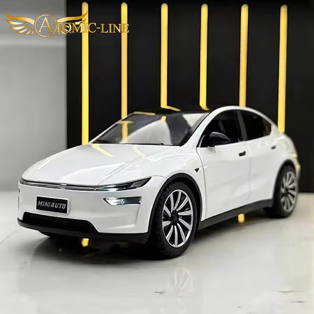テスラ MODEL Y 1/24 ミニカー 全4色 ライト点灯 エンジンサウンド 合金モデル 模型 ジオラマ