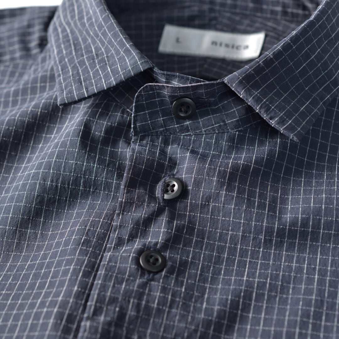 nisica ニシカ レギュラーカラーシャツ・ネイビーチェック【メンズ・送料無料】