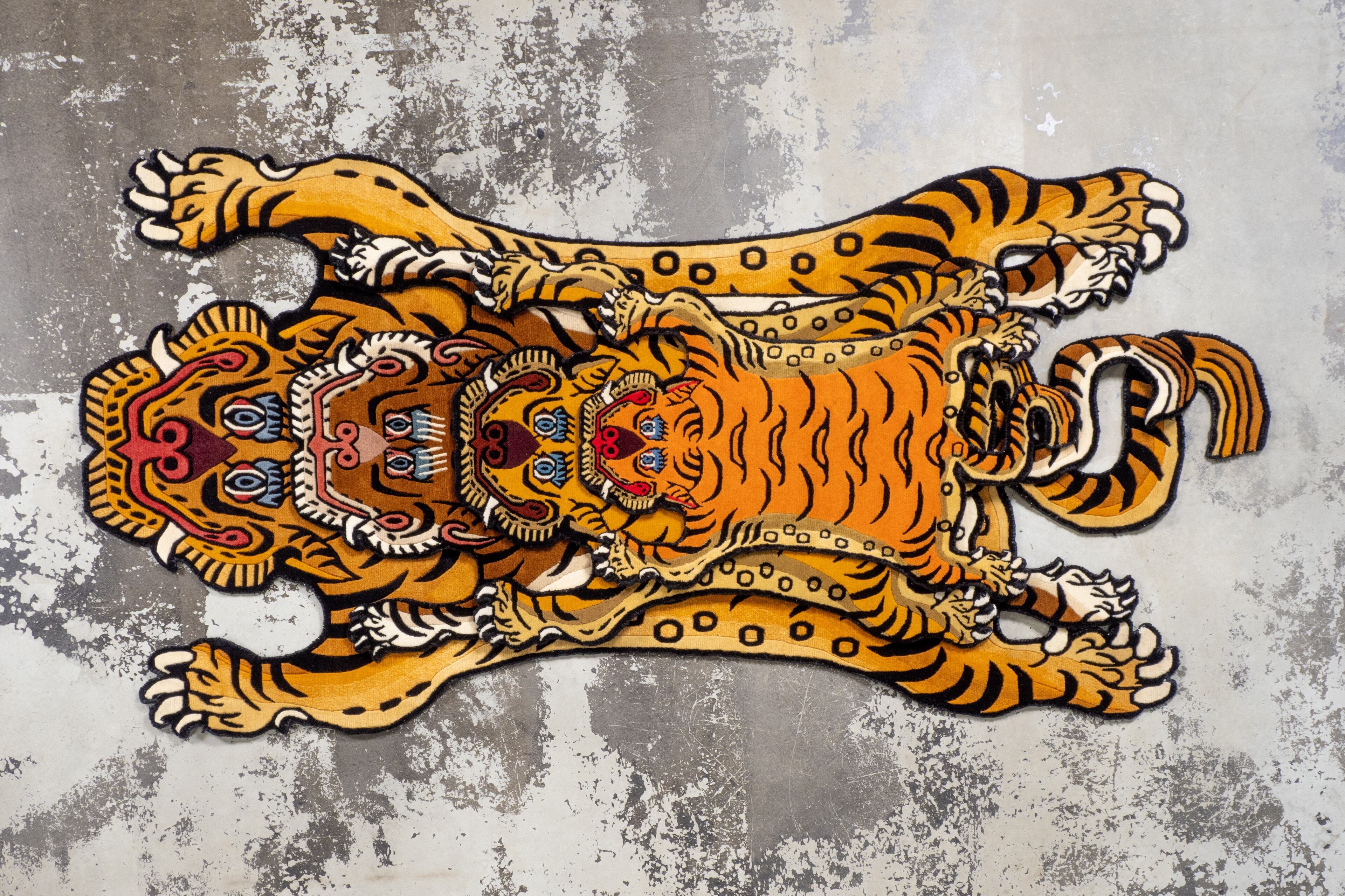 Tibetan Tiger Rug 《Sサイズ•ウール・オリジナル4・夏の藍染435