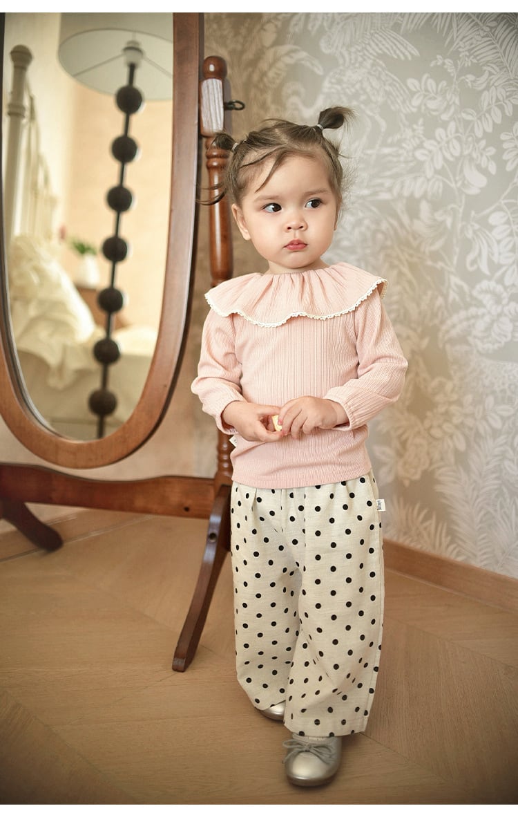 2color 襟付きリブトップス