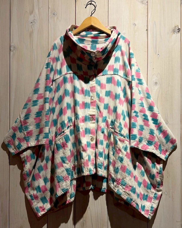 【a.k.a.C.a.k.a vintage】80's Check Pattern Vintage Loose Dolman Sleeve Shirt Jacket