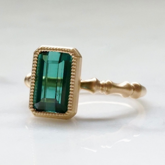 Indigolite Tourmaline ring / K18